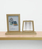 wood photo frame with 2 glass tube beige china "7.5x11.5"