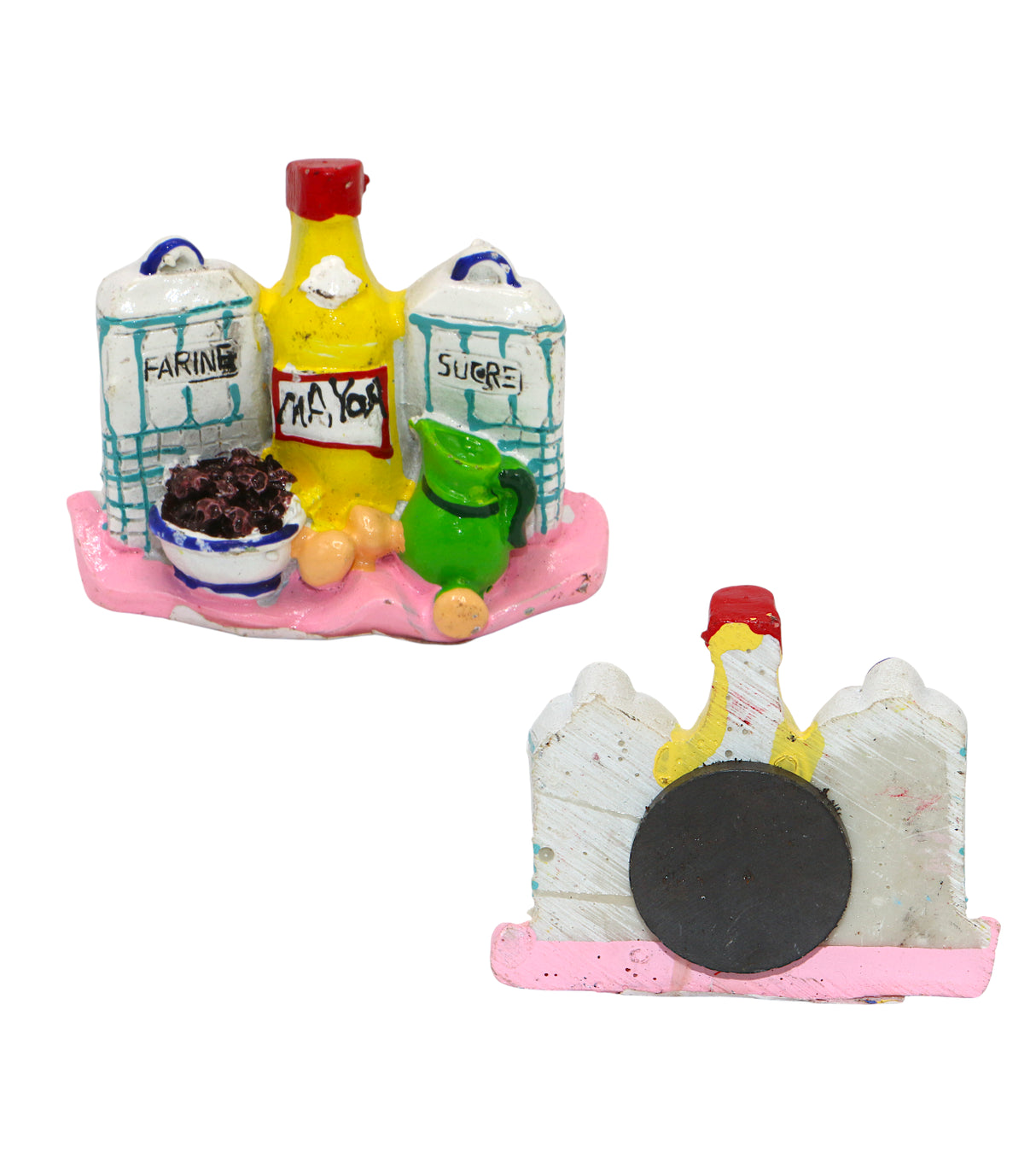 fridge magnet mini bottles & bowl china 1.8"x2"
