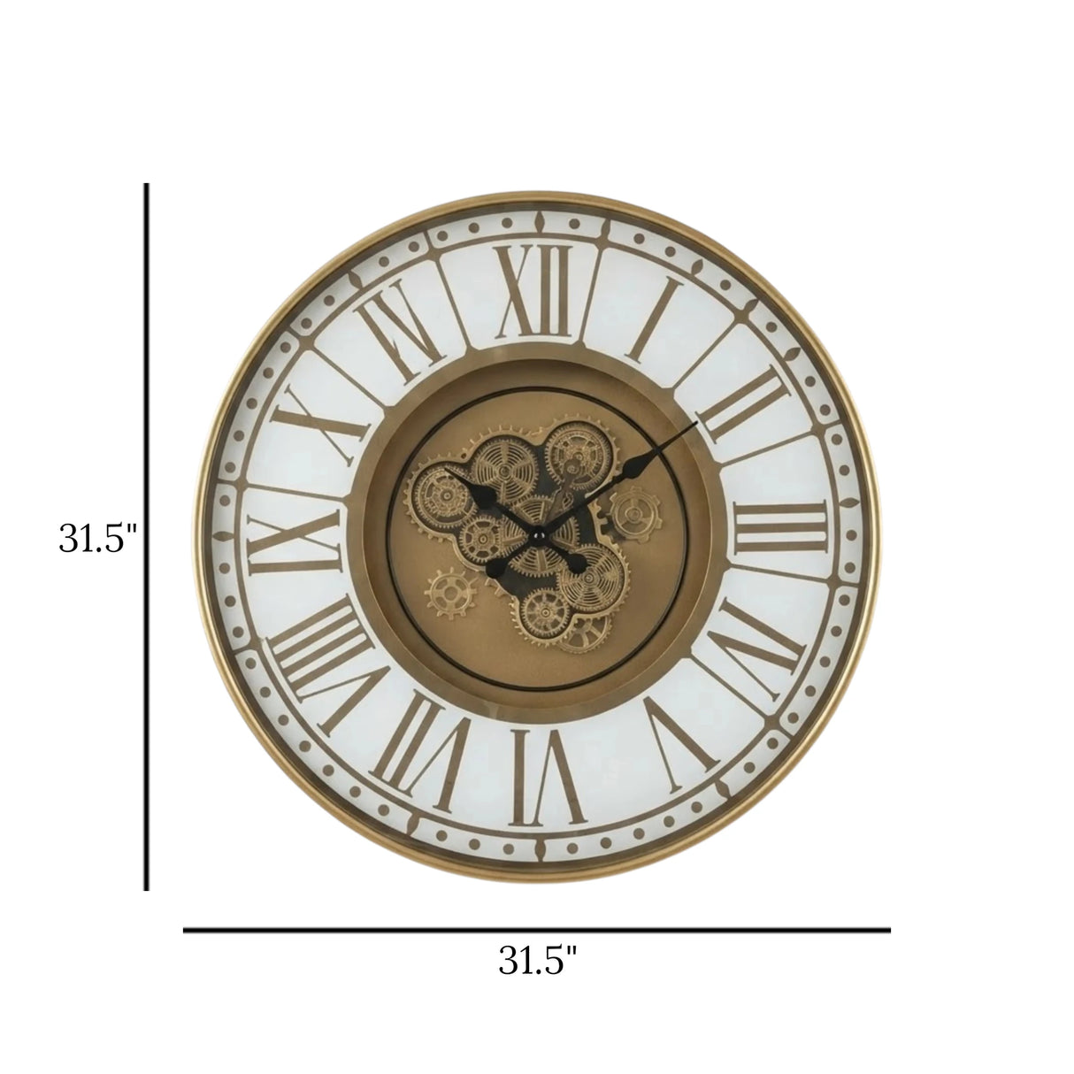 metal wall clock moving gears with light white & golden 31.5"x31.5" china
