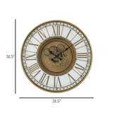 metal wall clock moving gears with light white & golden 31.5"x31.5" china