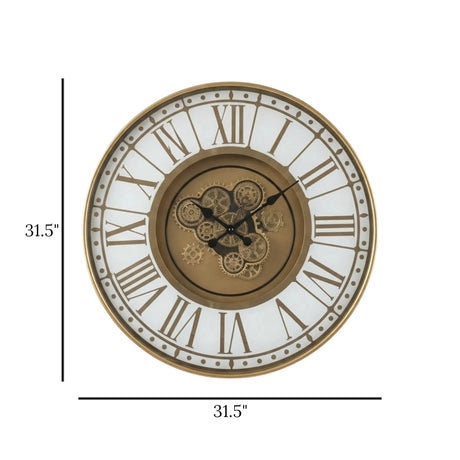 metal wall clock moving gears with light white & golden 31.5"x31.5" china