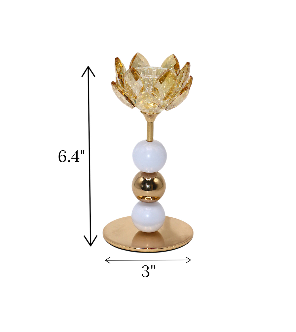 candle stand crystal flower small golden china "6.4x3"