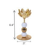candle stand crystal flower small golden china "6.4x3"