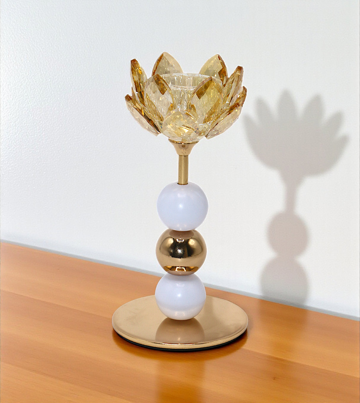 candle stand crystal flower small golden china "6.4x3"