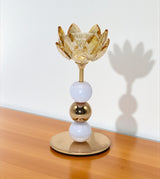 candle stand crystal flower small golden china "6.4x3"