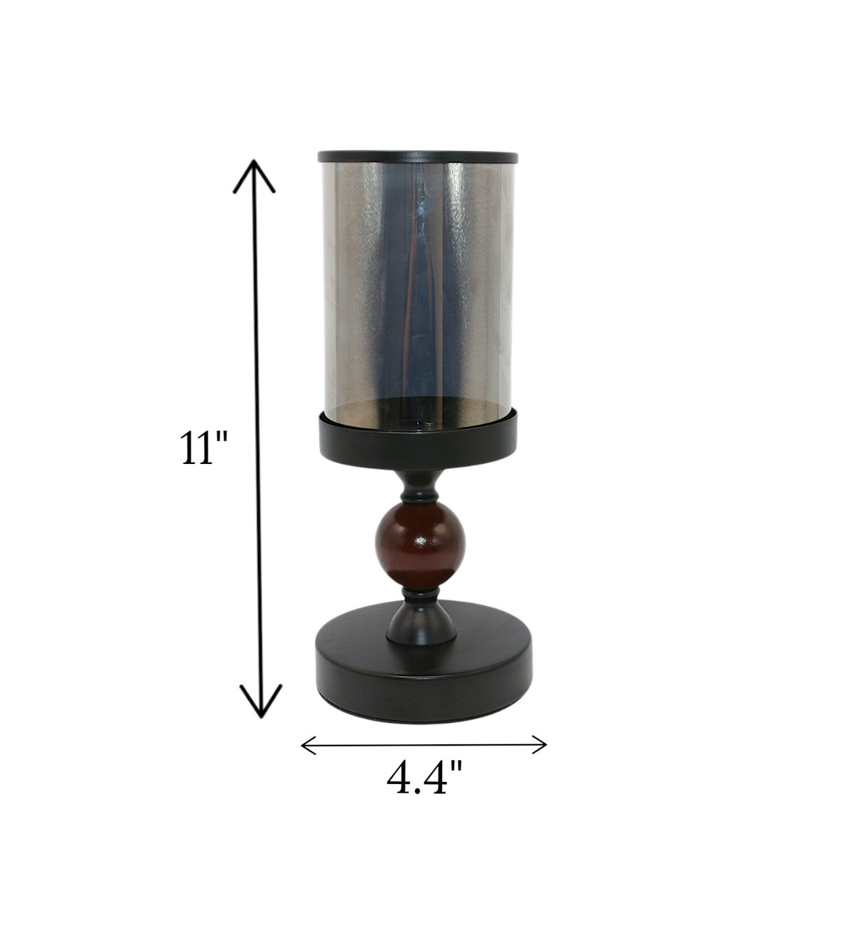 decorative glass candle holder wood ring black china "11x4.4"