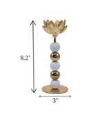 candle stand crystal flower golden medium china "8.2x3"