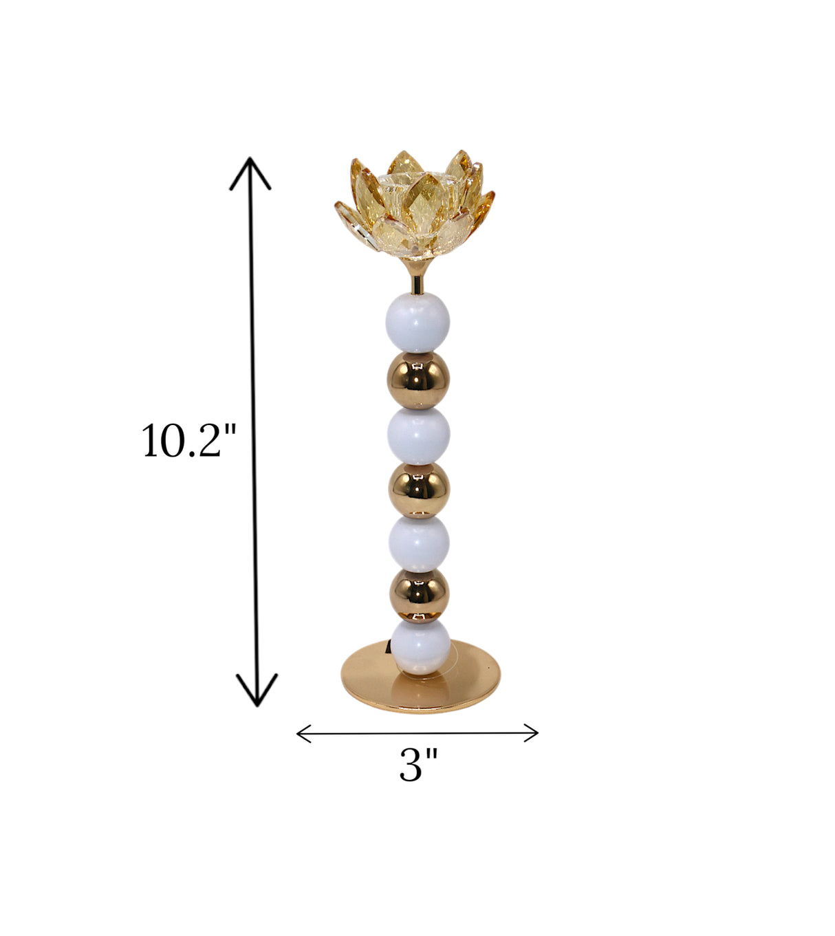 candle stand crystal flower large golden china "10.2x3"