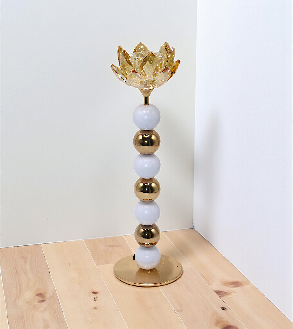candle stand crystal flower large golden china "10.2x3"