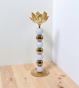 candle stand crystal flower large golden china "10.2x3"