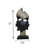 statue african lady mask black & golden china 12x5.6