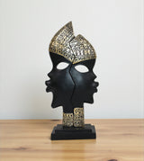 statue african lady mask black & golden china 12x5.6