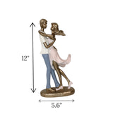 statue romantic couple dancing antique china 12x5.6