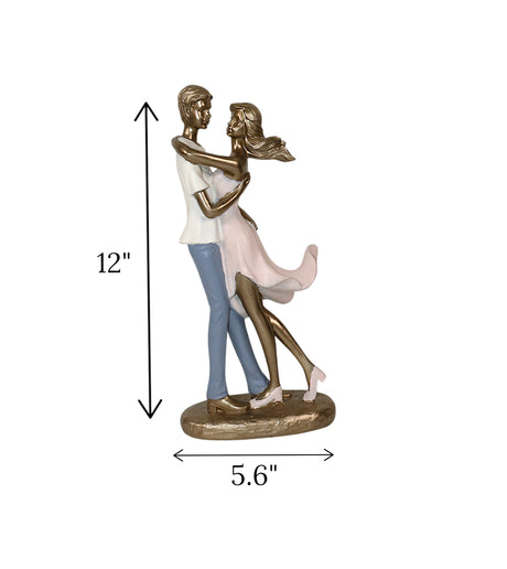 statue romantic couple dancing antique china 12x5.6