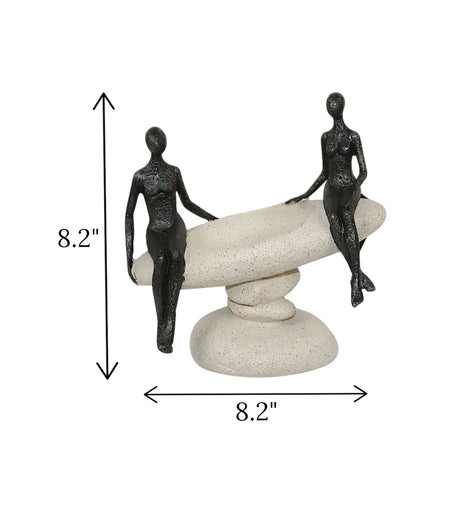 statue couple sitting on rock black china 8.2x8.2