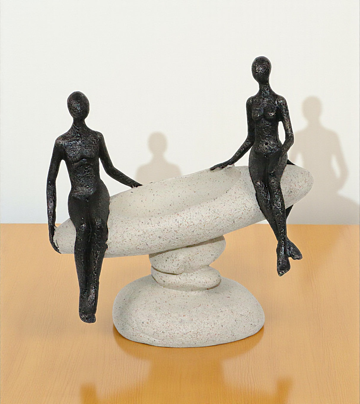 statue couple sitting on rock black china 8.2x8.2