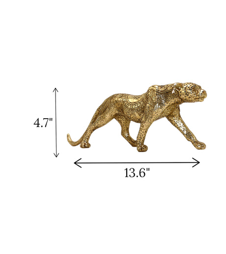 statue leopard golden china 4.7x13.6