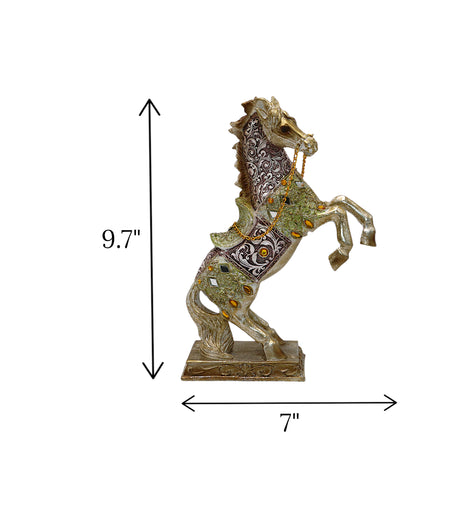 statue horse with chain jumping multi small china 9.7x7