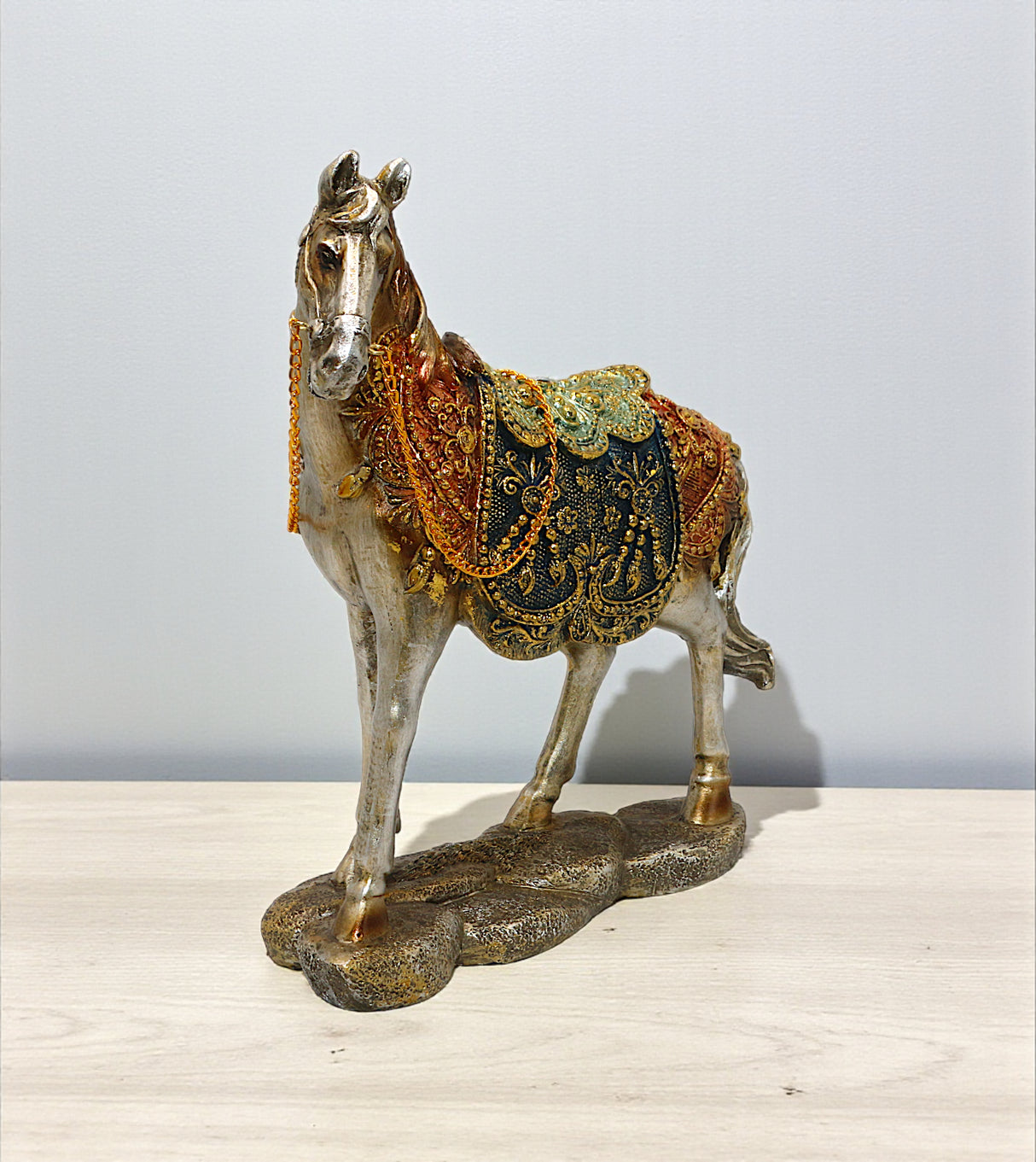 statue horse with chain antique multi medium china 10.5x10