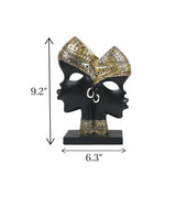 statue african lady mask & bali black & golden china 9.2x6.3