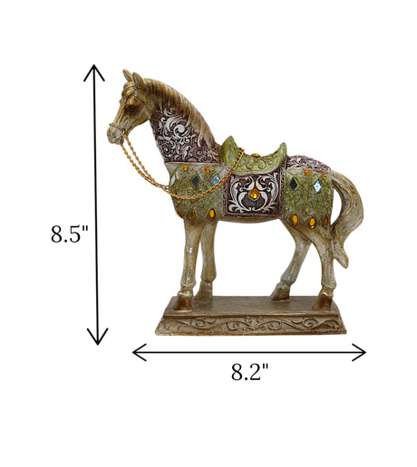 statue horse with chain standing multi small china 8.5x8.2
