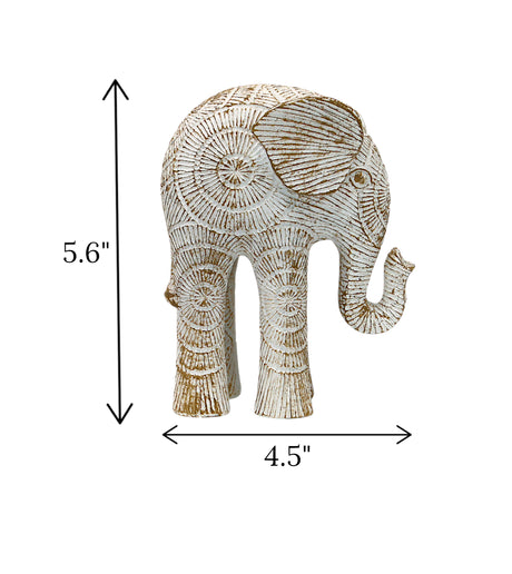 statue textured elephant sun down white medium china 5.6x4.5