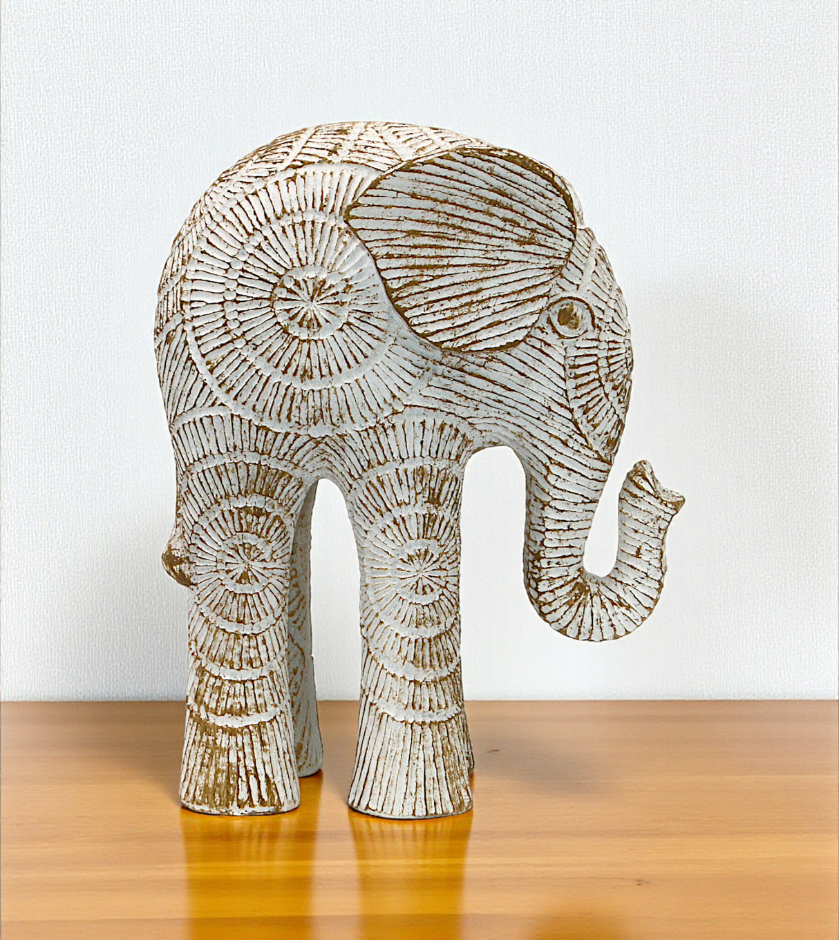 statue textured elephant sun down white medium china 5.6x4.5