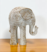 statue textured elephant sun down white medium china 5.6x4.5