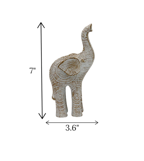 statue elephant sun up white china 7x3.6