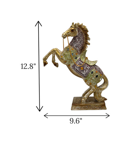 statue horse with chain jumping multi large china 12.8x9.6
