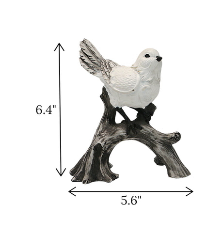statue pegion sitting on tree white china 6.4x5.6