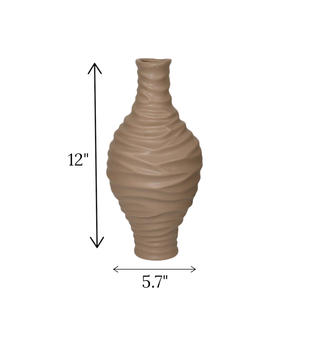 ceramic vase textured brown china 12x5.7