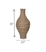 ceramic vase textured brown china 12x5.7