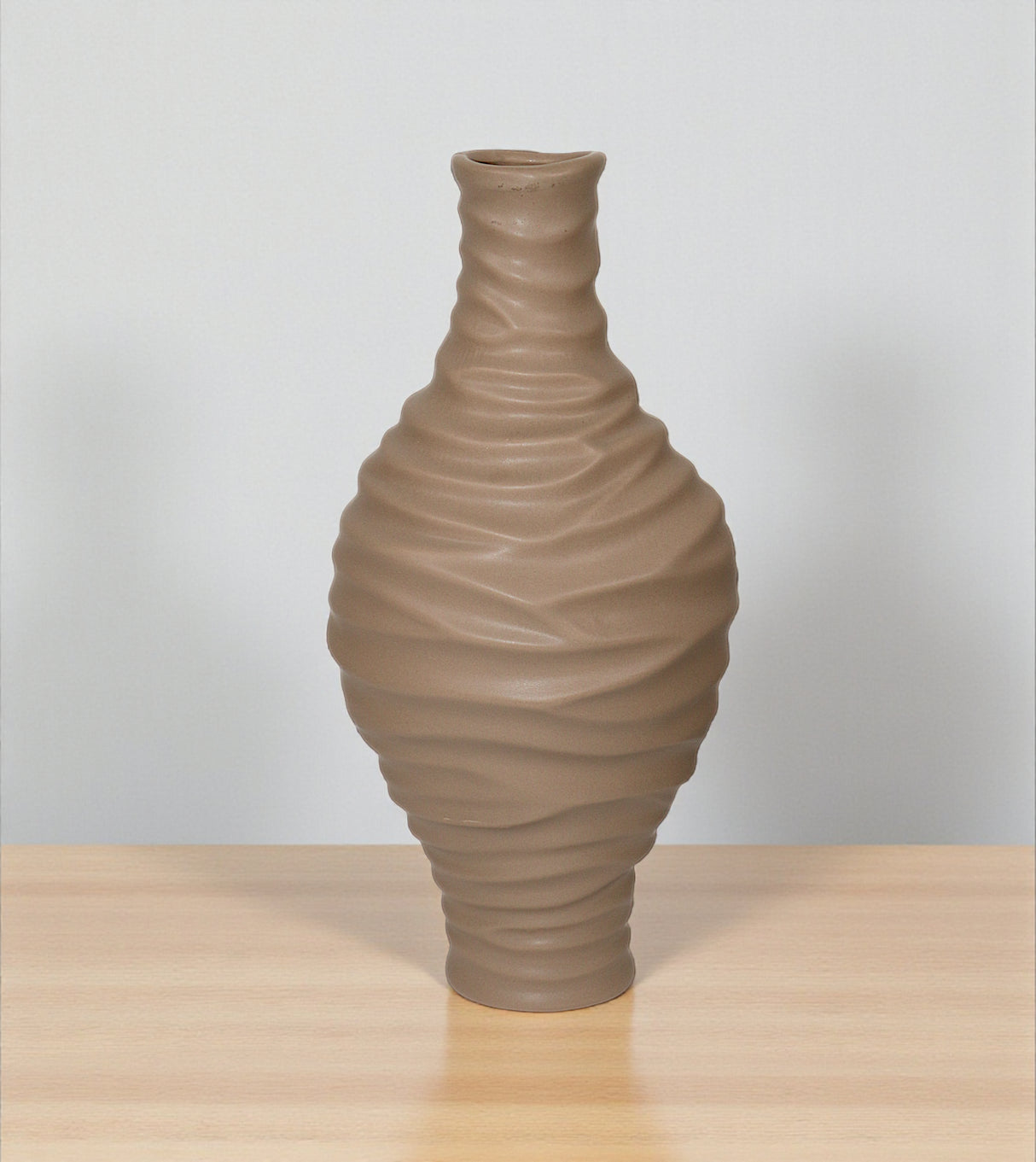 ceramic vase textured brown china 12x5.7
