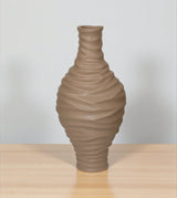 ceramic vase textured brown china 12x5.7