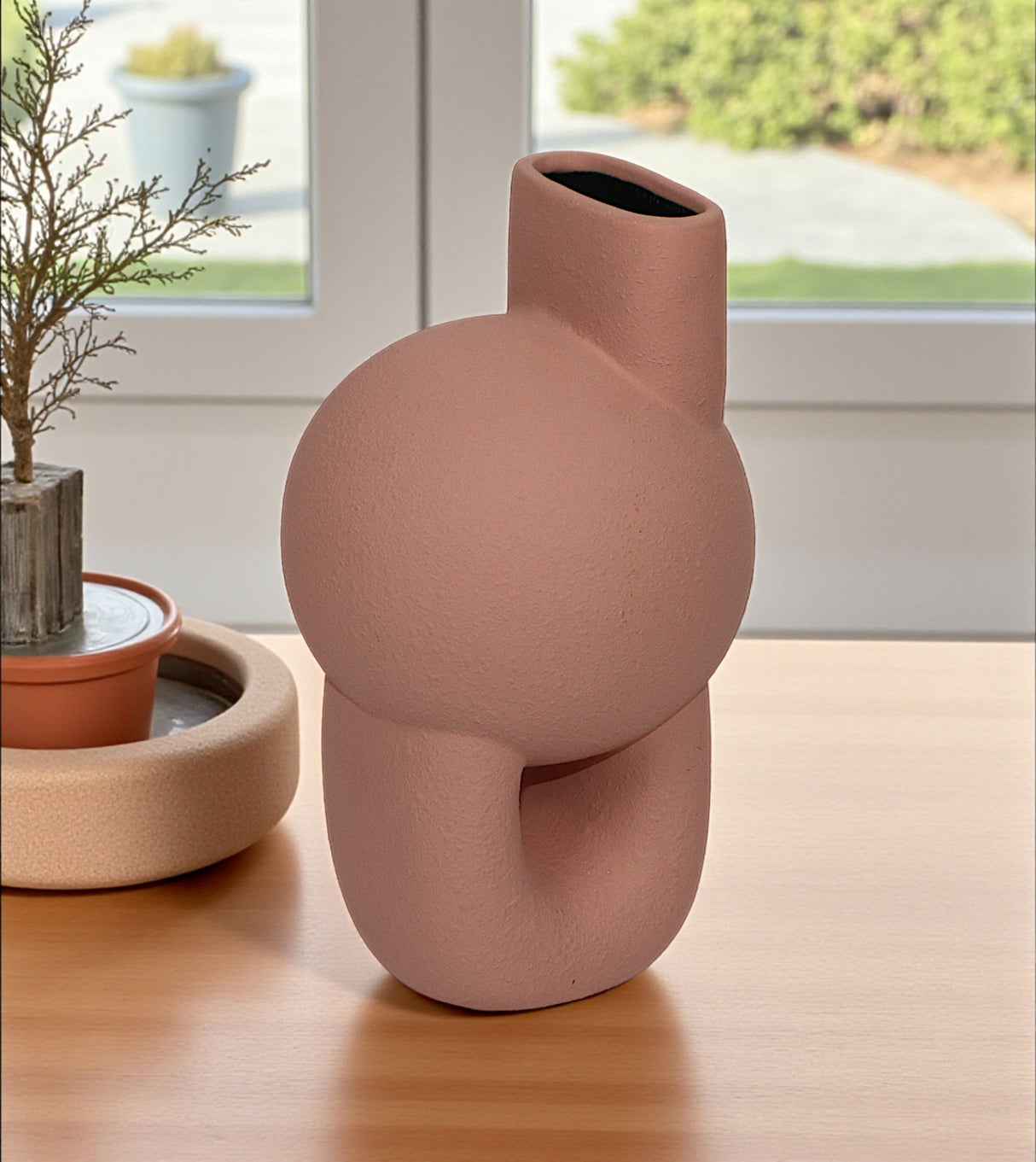 ceramic vase peach circle china 8x4.5