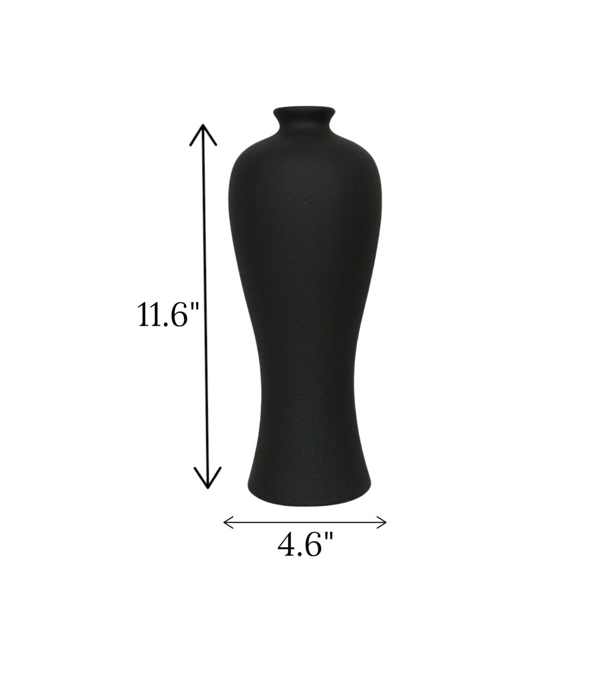 ceramic vase black china 11.6x4.6