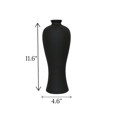 ceramic vase black china 11.6x4.6