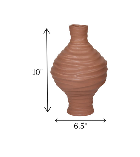 ceramic vase textured orange medium china 10x6.5