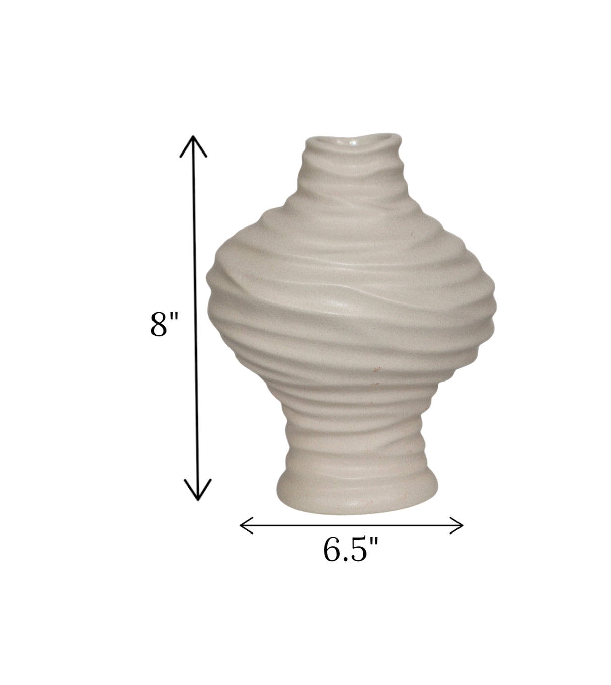 ceramic vase textured off white small china 8x6.5