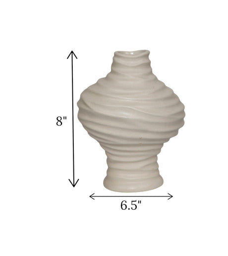 ceramic vase textured off white small china 8x6.5