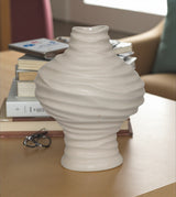 ceramic vase textured off white small china 8x6.5