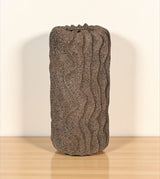 ceramic tube vase textured zigzag brown china 9.5x4.5