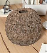 ceramic round vase textured zigzag brown china 5x5.5
