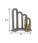 statue couple 4 pillers golden china 8.5x8