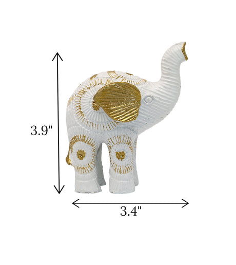 statue mini elephant sun up white & golden china 3.9x3.4
