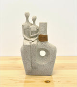 ceramic vase & couple statue off white china 9x5