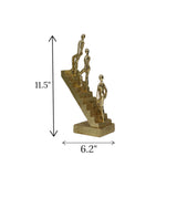 statue 3 men climbing stairs golden china 11.5x6.2