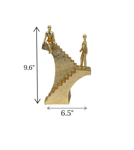 statue climbing stair & sit on stairs golden china 9.6x6.5
