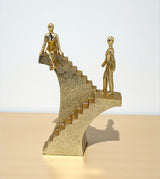 statue climbing stair & sit on stairs golden china 9.6x6.5
